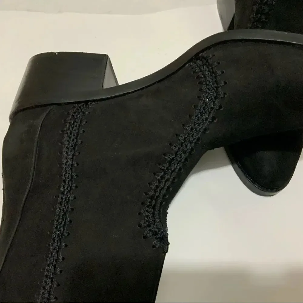 Chelsea & Violet Black Suede Lucy Boots Size 9.5 M